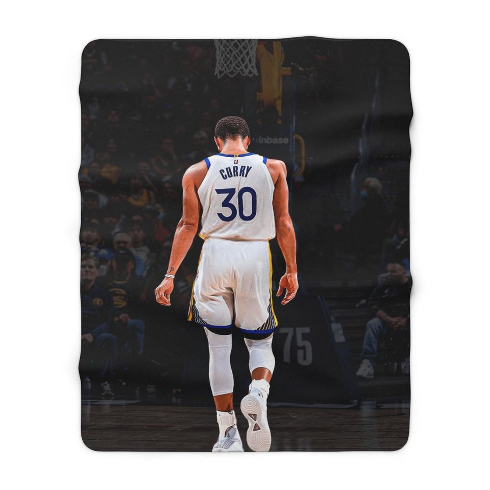 Steph Curry Sherpa Fleece Blanket, Golden State Warriors NBA Fan Gift