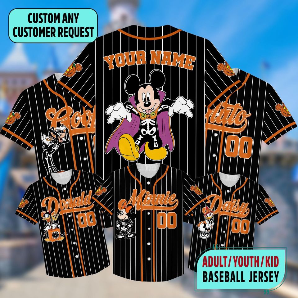 Custom Mickey Mouse Halloween Collection Baseball Jersey