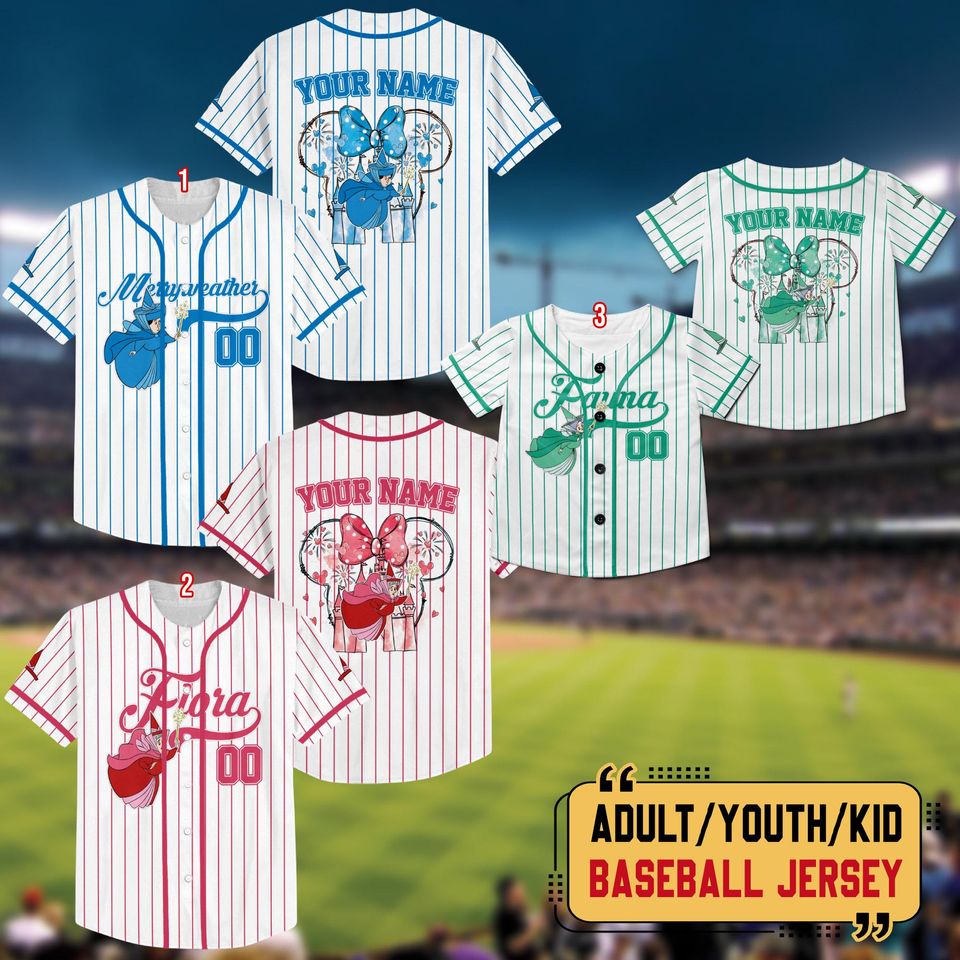 Personalized Sleeping Beauty Good Fairies Baseball Jersey