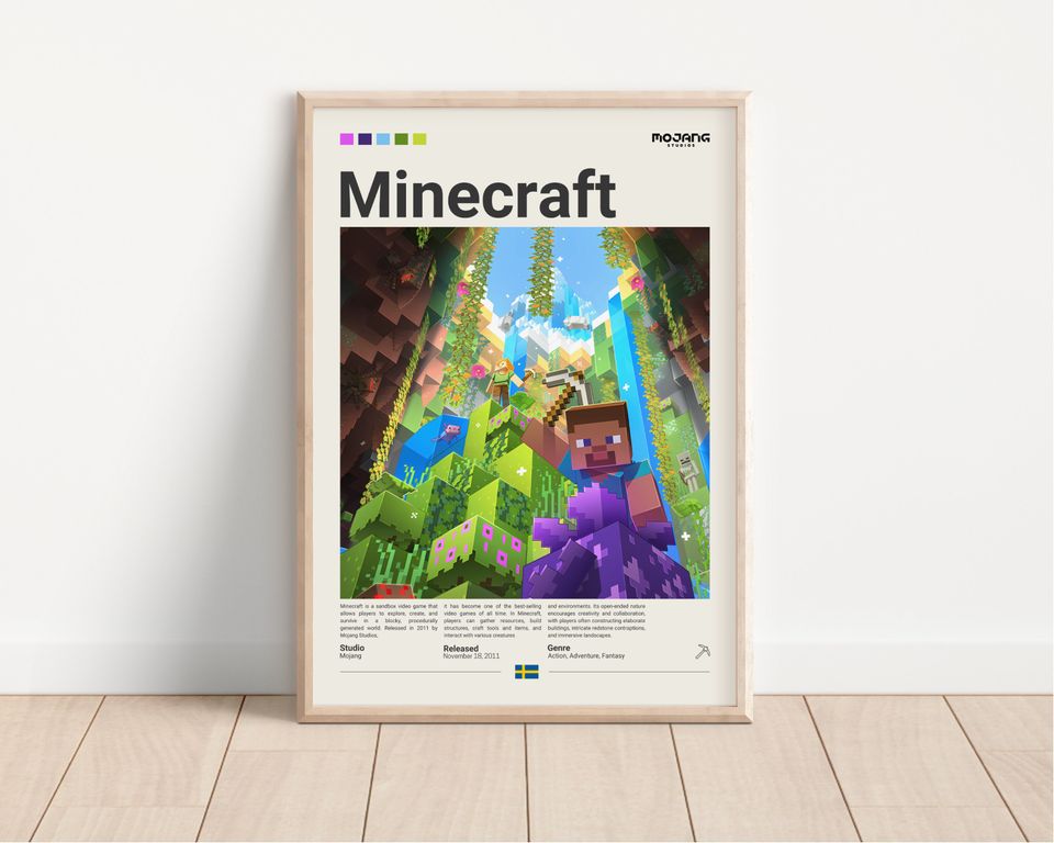 Minecraft Poster, Gaming Room Poster, Gaming Wall Poster, Gaming Print