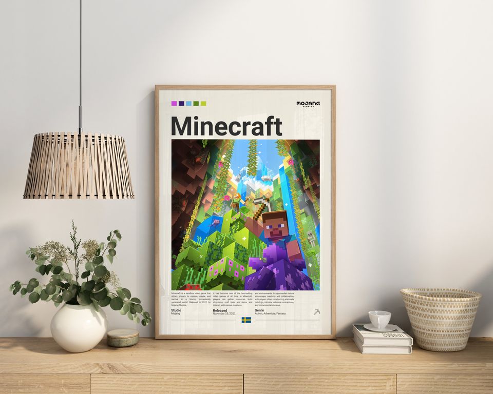 Minecraft Poster, Gaming Room Poster, Gaming Wall Poster, Gaming Print
