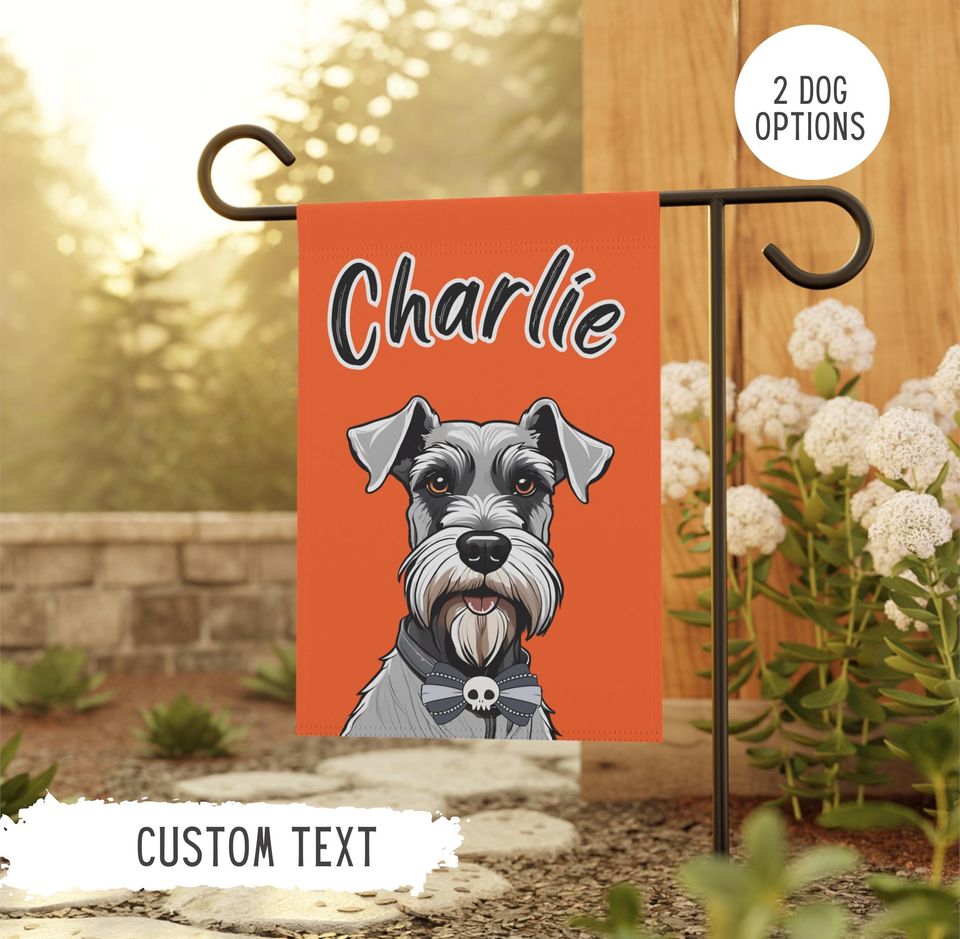 Personalized Name Schnauzer Halloween Garden Flag,Custom Flags