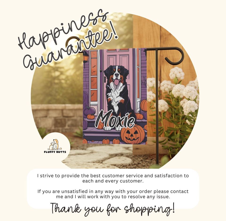 Personalized Name Bernese Mountain Dog Halloween Garden Flag,Custom Fall Berner Flags,Outdoor Decor,Pet Owner Gift,Mom Gifts,Dad Present