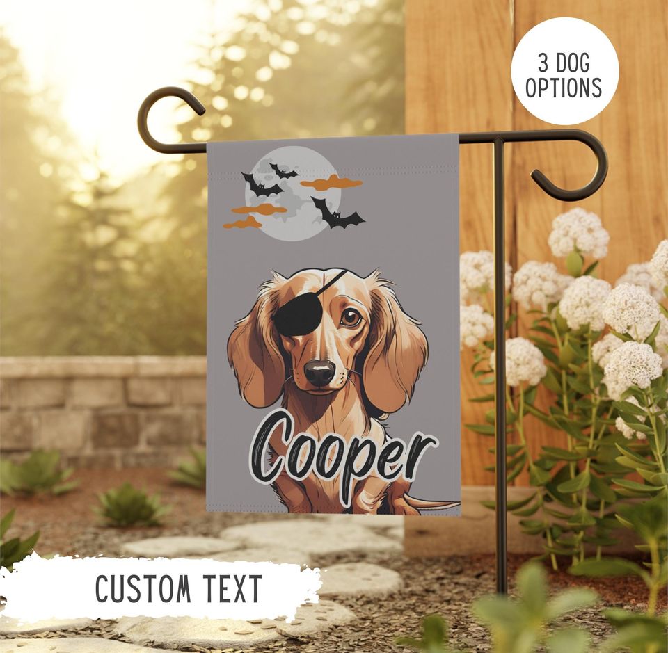 Personalized Name Dachshund Halloween Garden Flag,Custom Dog Flags