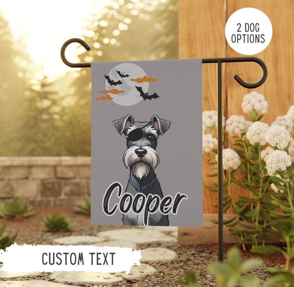 Personalized Name Schnauzer Halloween Garden Flag,Custom Flags