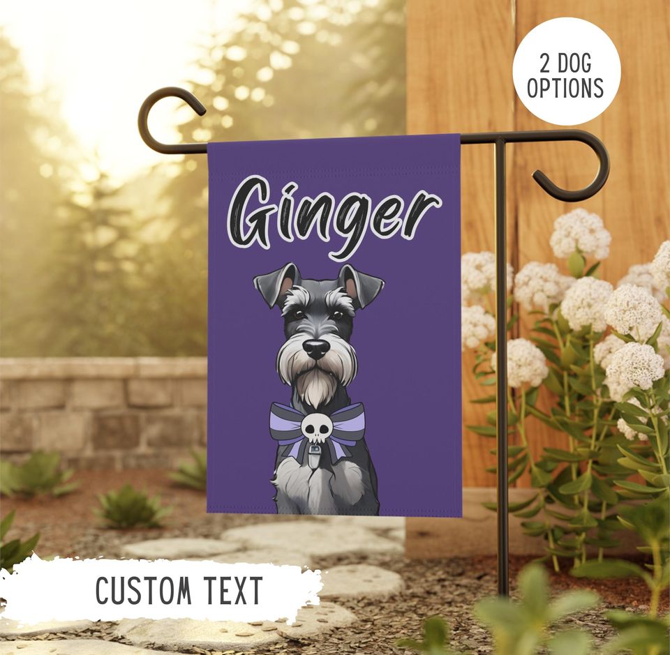 Personalized Name Schnauzer Halloween Garden Flag,Custom Flags