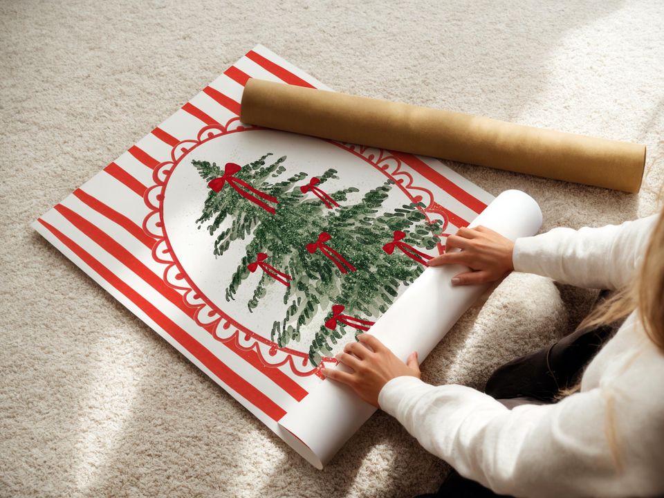 Christmas Tree Wall Art, Coquette Poster, Red Bows Printable, Girly Holiday Decor