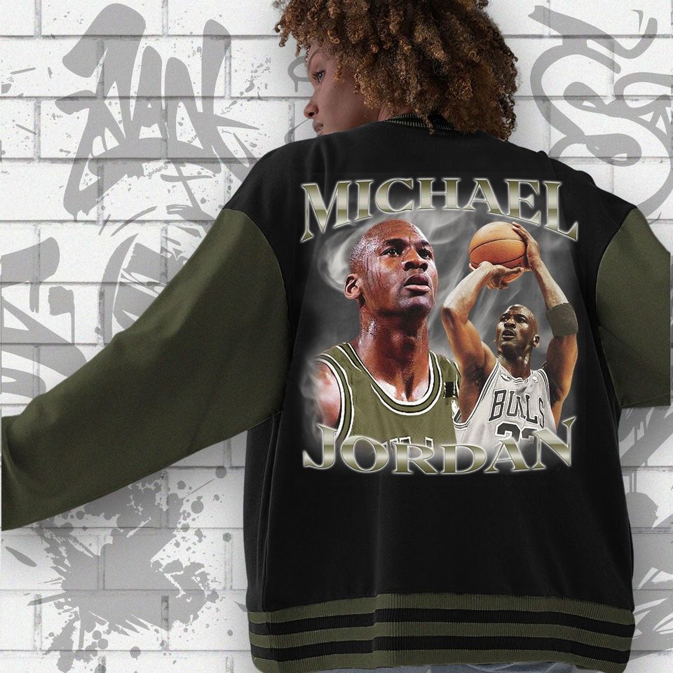 AJ 1 Medium Olive Unisex Varsity Jacket, MJ 23 Sneaker, Varsity Jacket To Match Sneaker