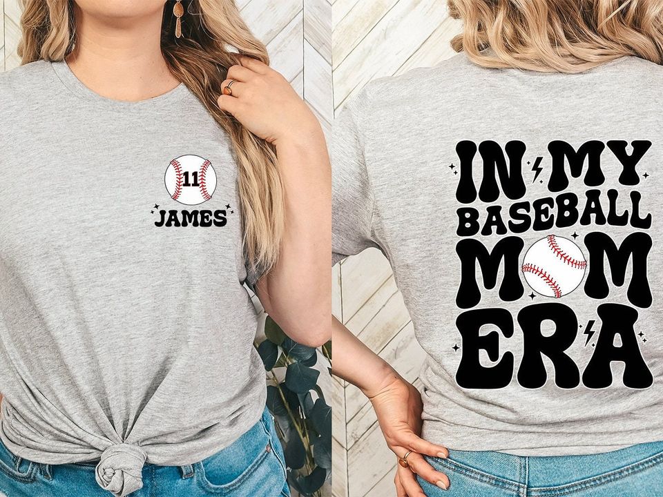 Custom Baseball Mom Double Sided T-Shirt