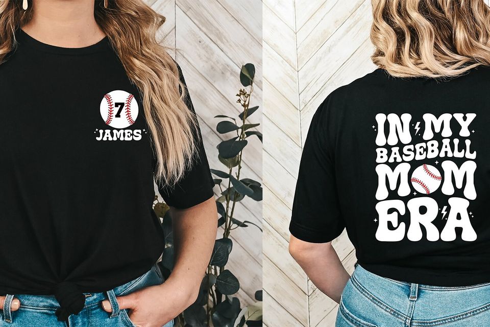 Custom Baseball Mom Double Sided T-Shirt
