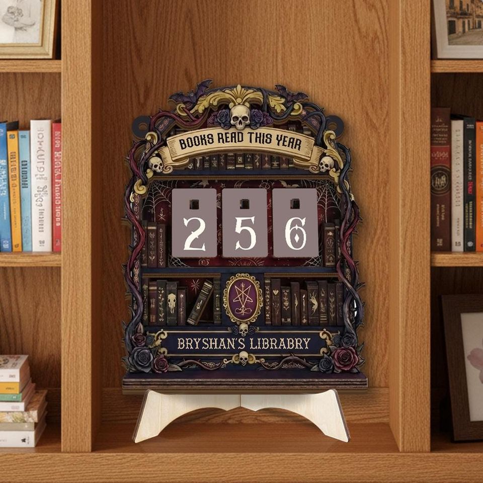 Personalized Book Tracker - Books Read This Year Counter, Vintage Book Read Tracker, Gift for Readers, Book Lovers Gift, Bookshelf Decor