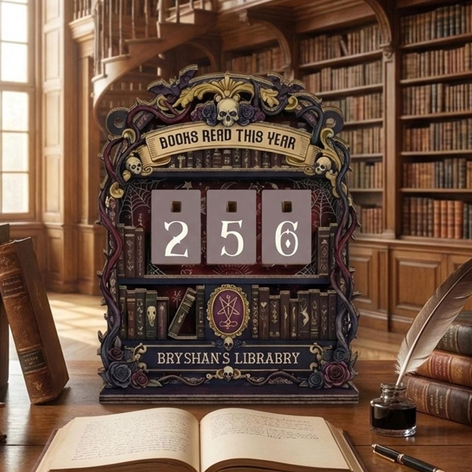 Personalized Book Tracker - Books Read This Year Counter, Vintage Book Read Tracker, Gift for Readers, Book Lovers Gift, Bookshelf Decor