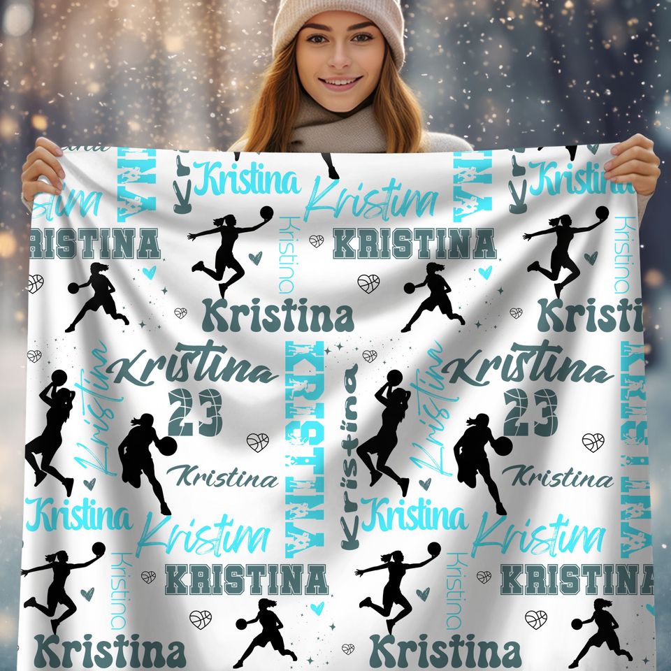 Personalized Basketball Blanket: Custom Name Throw for Team