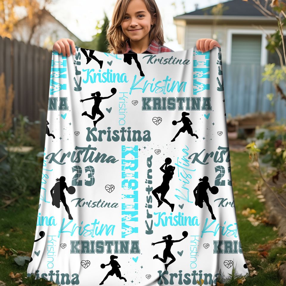 Personalized Basketball Blanket: Custom Name Throw for Team
