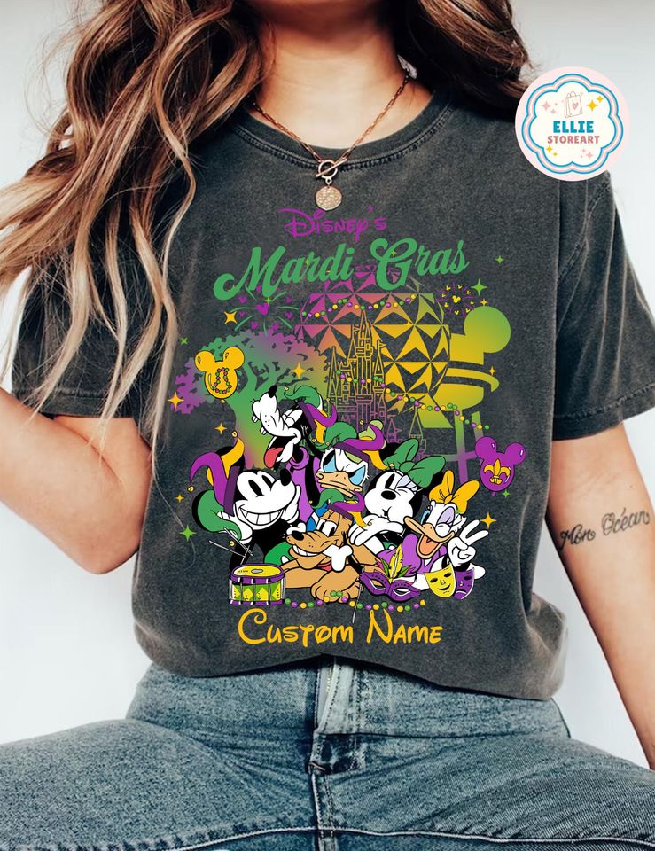Personalized Mickey and Friends Disney Mardi Gras shirt