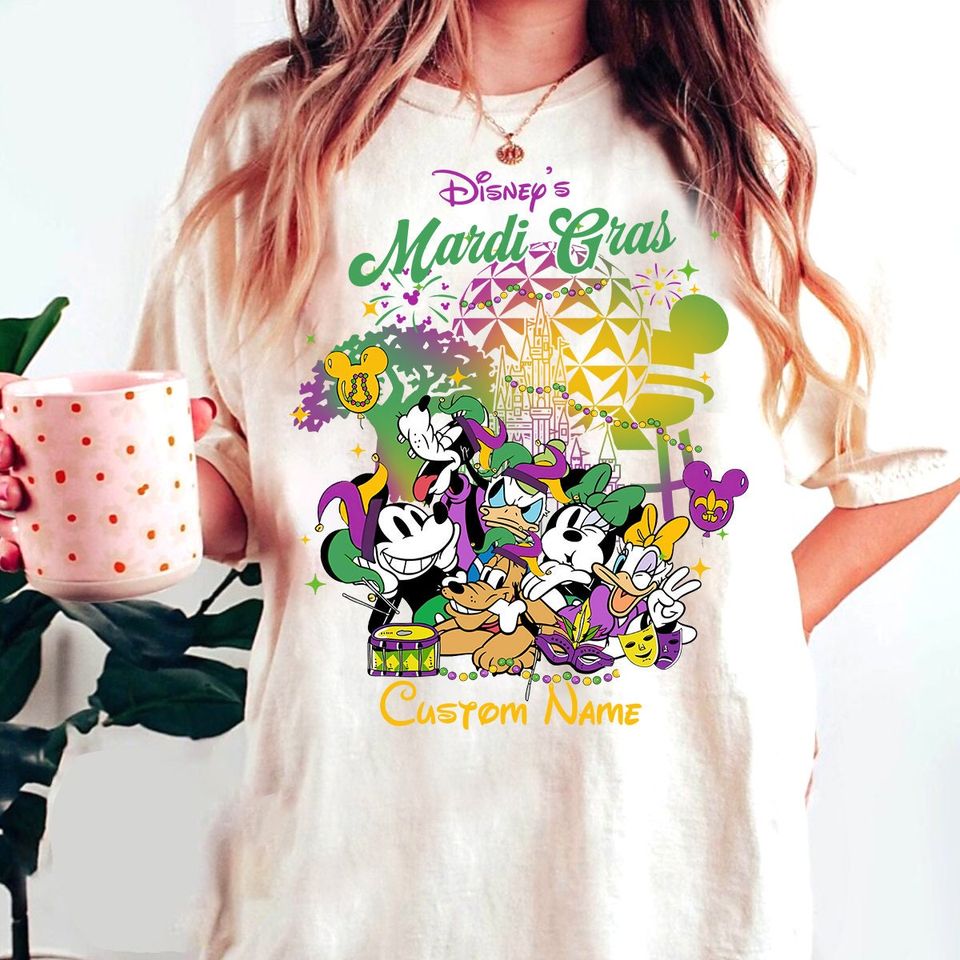 Personalized Mickey and Friends Disney Mardi Gras shirt
