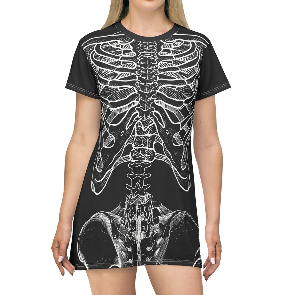 Halloween Skeleton T-Shirt Dress