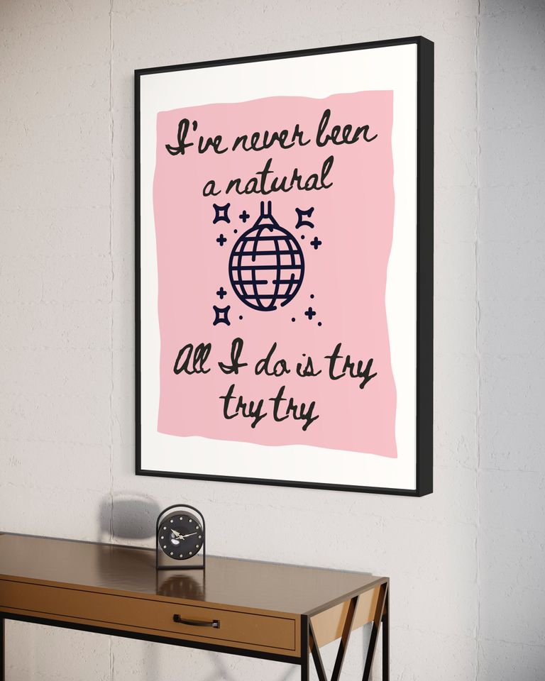 Mirrorball Lyrics Poster: Girly Pink Folklore Art