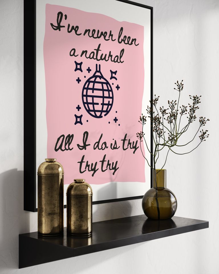 Mirrorball Lyrics Poster: Girly Pink Folklore Art