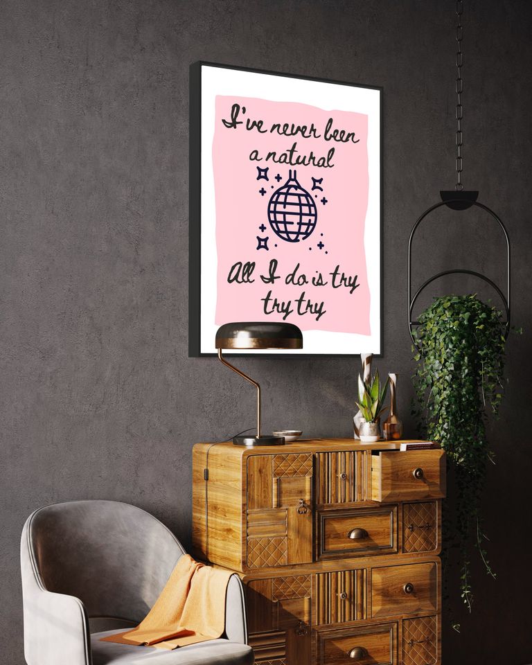 Mirrorball Lyrics Poster: Girly Pink Folklore Art