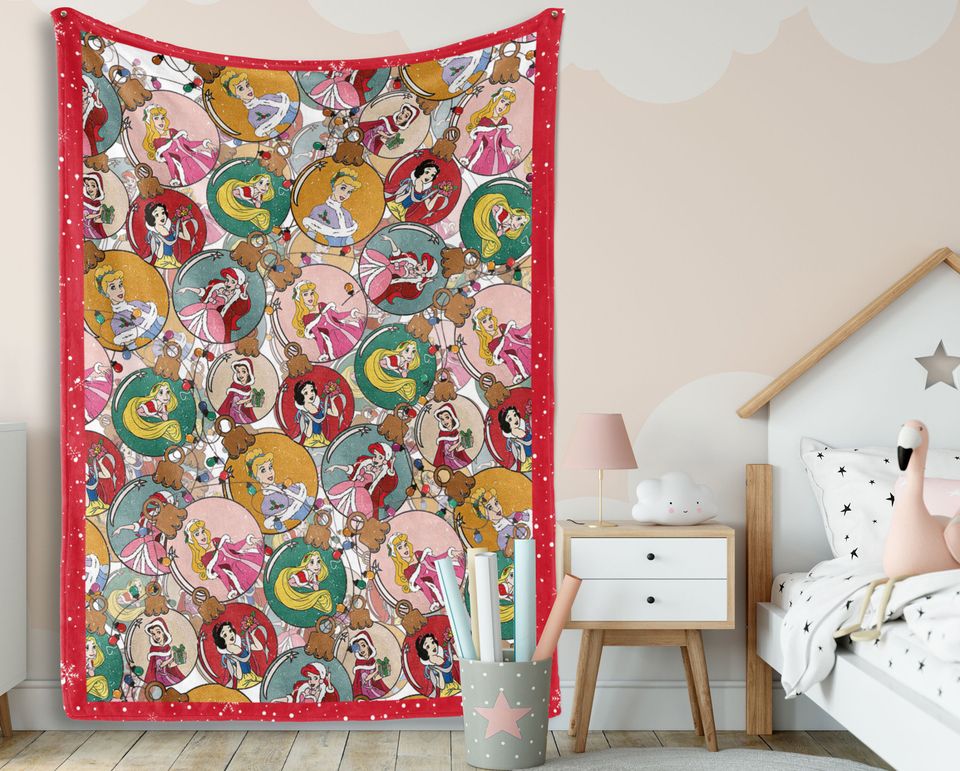 Ornaments Disney Princess Soft Throw Blanket, Disney Christmas