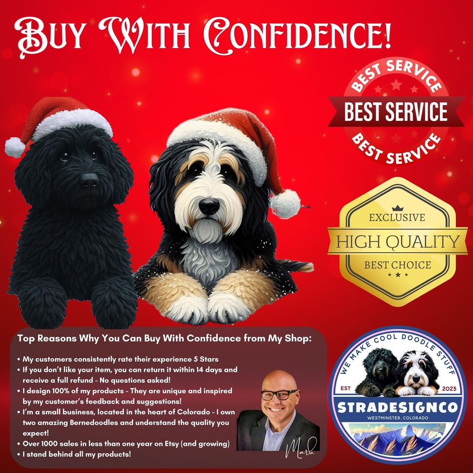 Personalized Sheepadoodle Ceramic Ornament - Two Sided Clay Scene