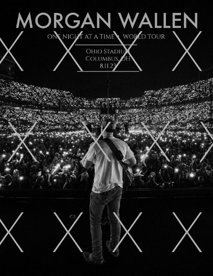 Wallen Western One Night At A Time Concert Poster Ohio Stadium
