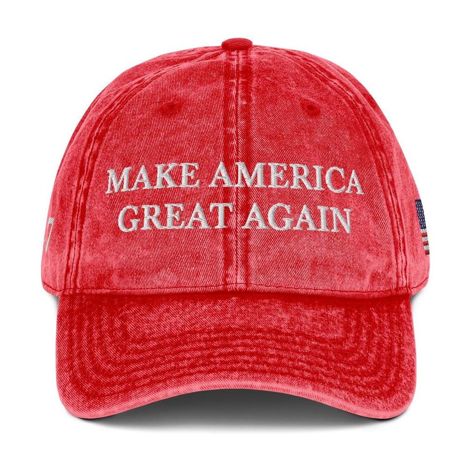 Trump 2024 Embroidered Adjustable Vintage Cotton Twill Cap Hat