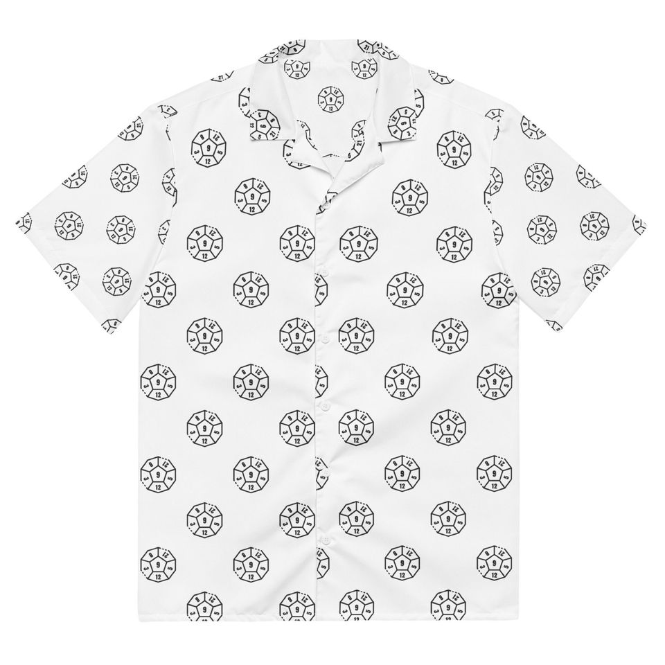 D2 Dice Pattern Lightweight Button Down Shirt, D20 Dice Shirt, DND Player Gift