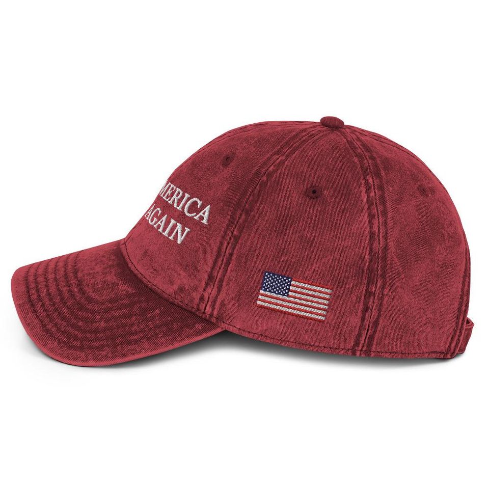 Trump 2024 Embroidered Adjustable Vintage Cotton Twill Cap Hat