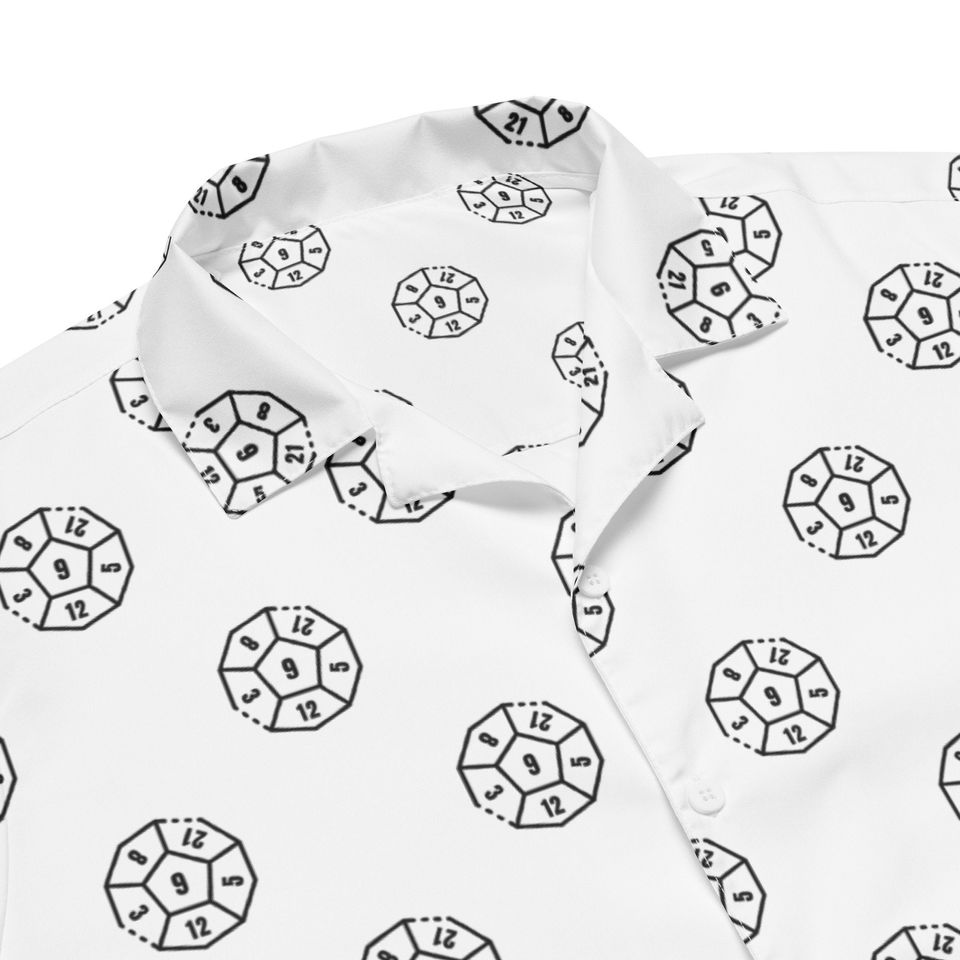 D2 Dice Pattern Lightweight Button Down Shirt, D20 Dice Shirt, DND Player Gift
