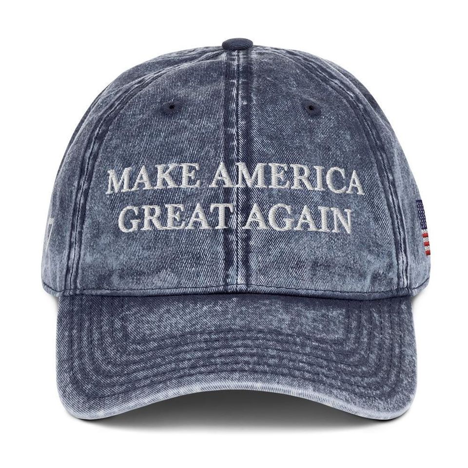 Trump 2024 Embroidered Adjustable Vintage Cotton Twill Cap Hat