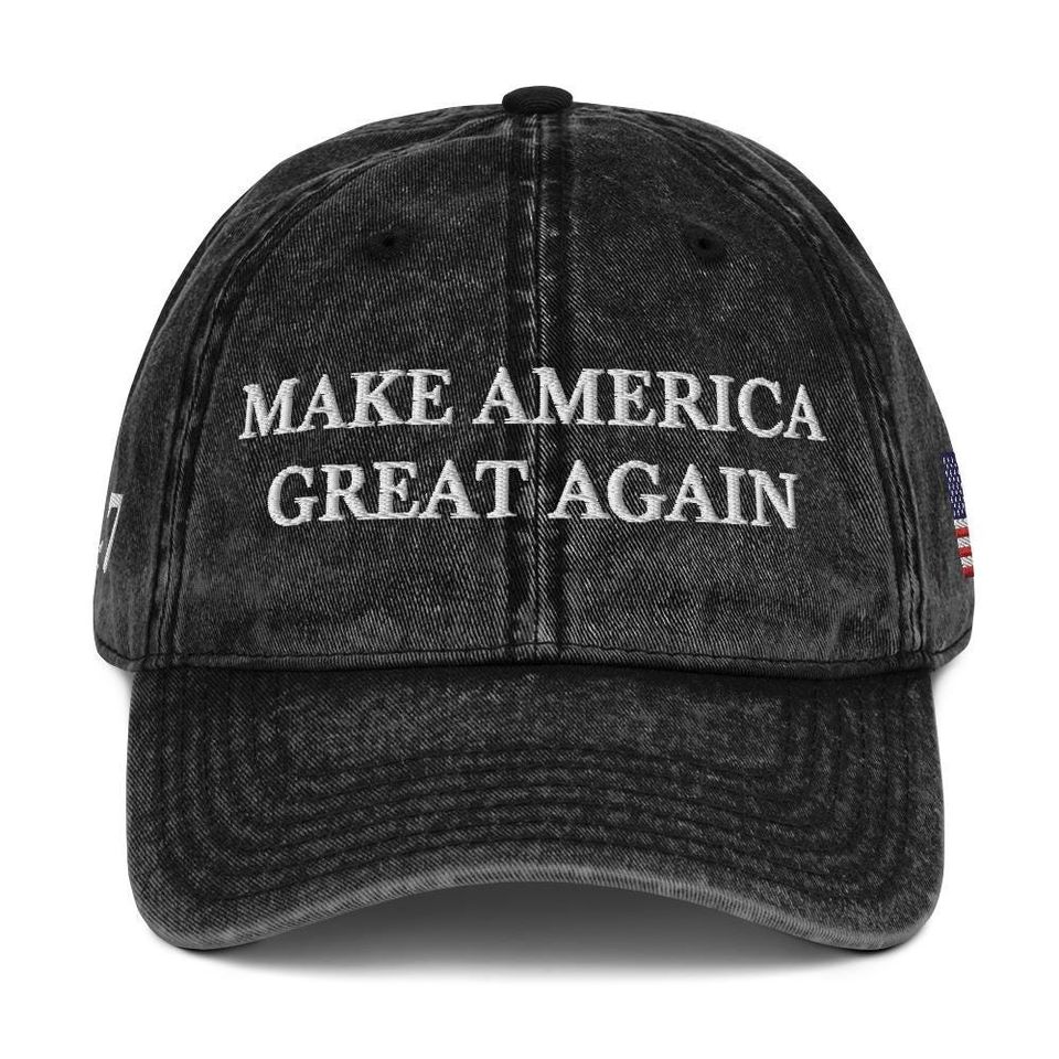 Trump 2024 Embroidered Adjustable Vintage Cotton Twill Cap Hat