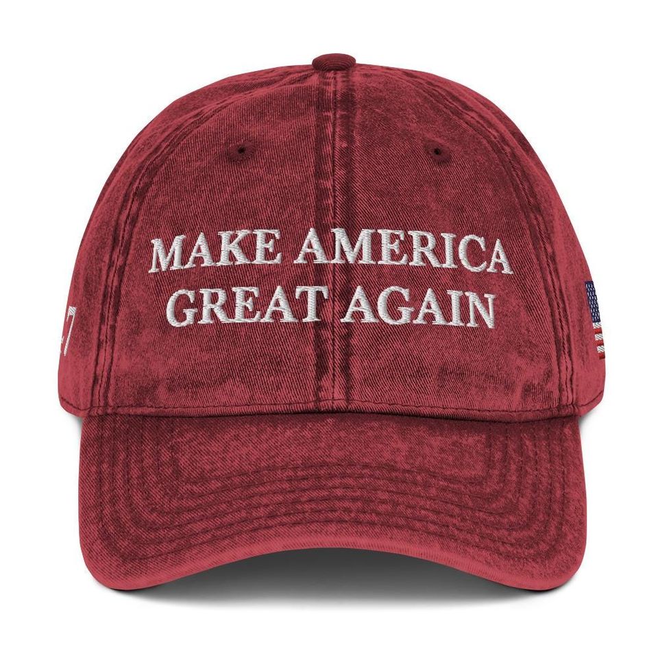Trump 2024 Embroidered Adjustable Vintage Cotton Twill Cap Hat