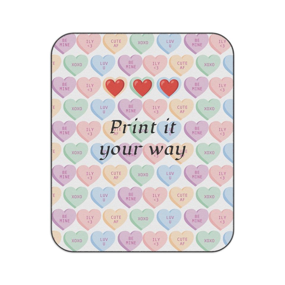 Water Resistant Personalized Valentines Day Heart Picnic Blanket, Custom Stadium Blanket Gift, Outdoor Camping; Beach Mat, Carrying Strap