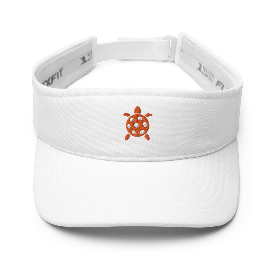 Embroidered Orange Turtle Pickleball Sun Visor Hat, FlexFit Visor