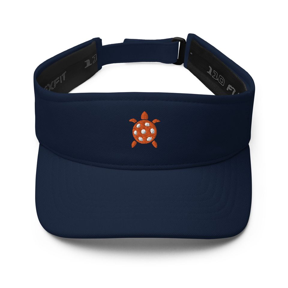 Embroidered Orange Turtle Pickleball Sun Visor Hat, FlexFit Visor