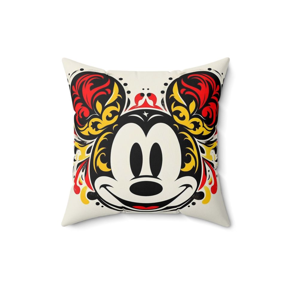 Mickey Splash - Spun Polyester Square Pillow