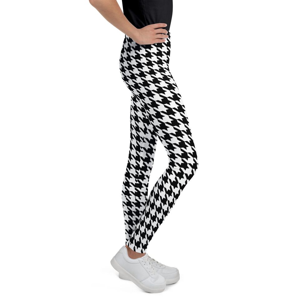 Chef Goofy Youth Leggings - Black and White Houndstooth Pattern