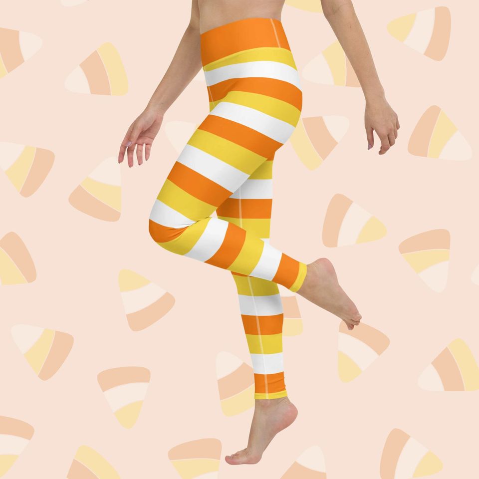 Womens Candy Corn Halloween Yoga Leggings