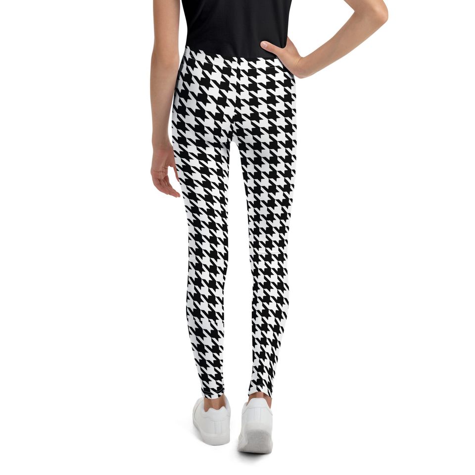 Chef Goofy Youth Leggings - Black and White Houndstooth Pattern