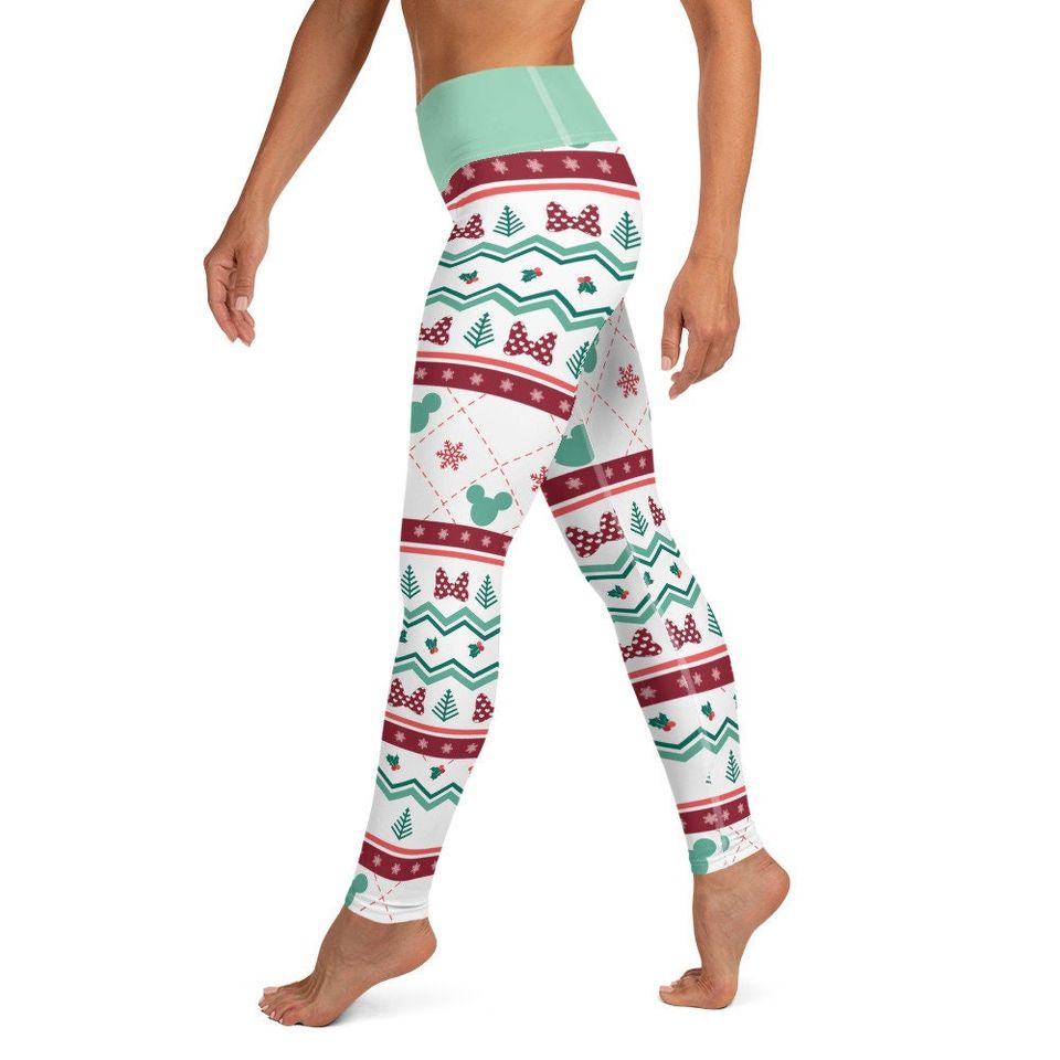 Womens Christmas Leggings Disney Sweater Pattern