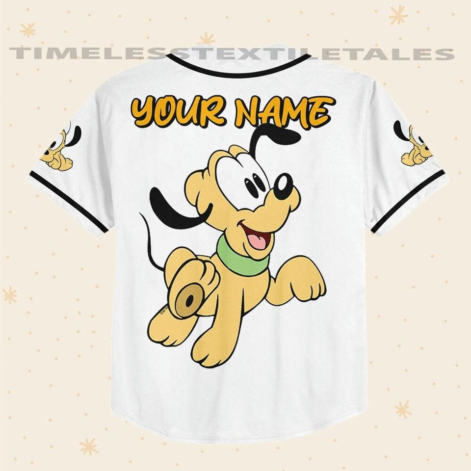 Personalize Disney Pluto Babi White, Custom Disney Jersey