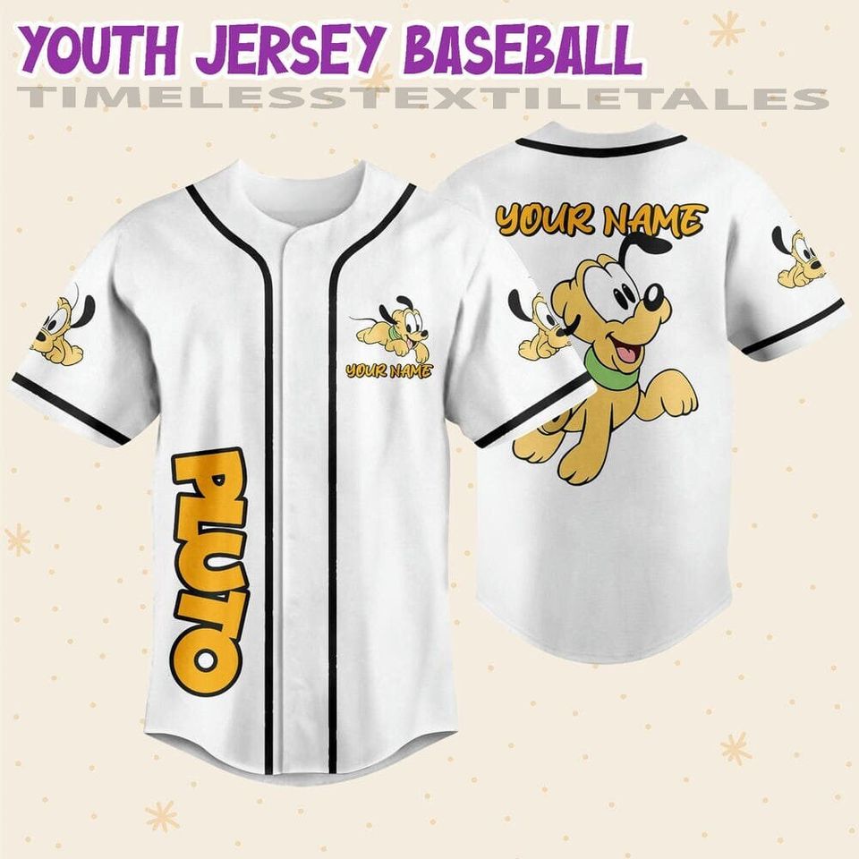 Personalize Disney Pluto Babi White, Custom Disney Jersey