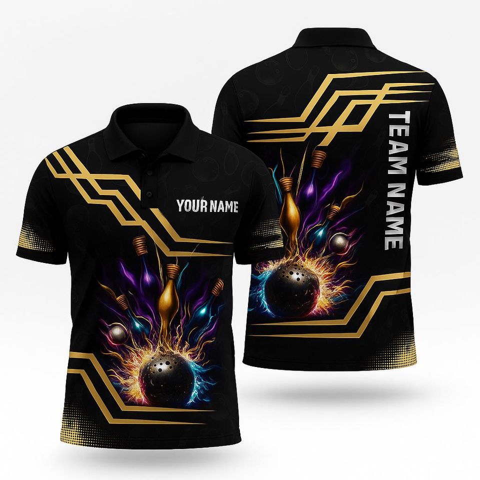 Personalized Bowling Team Polo Shirt with Custom Name