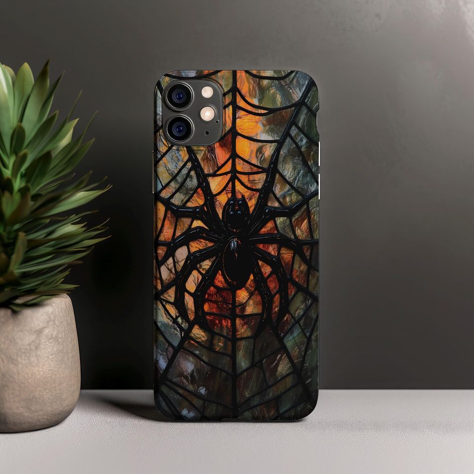 Gothic Spider Web Stained Glass Phone Case