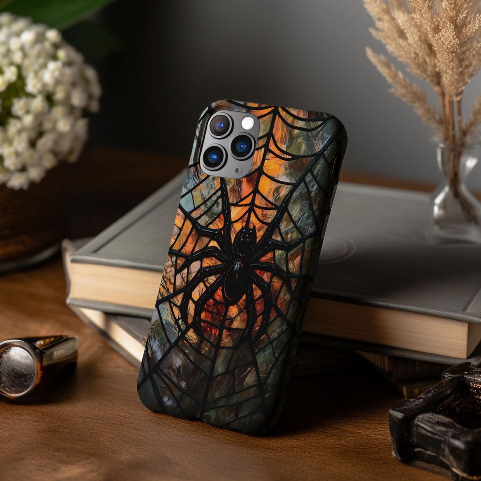 Gothic Spider Web Stained Glass Phone Case