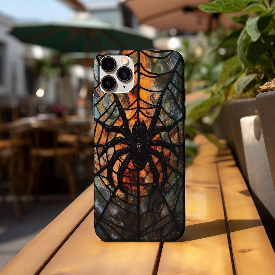 Gothic Spider Web Stained Glass Phone Case