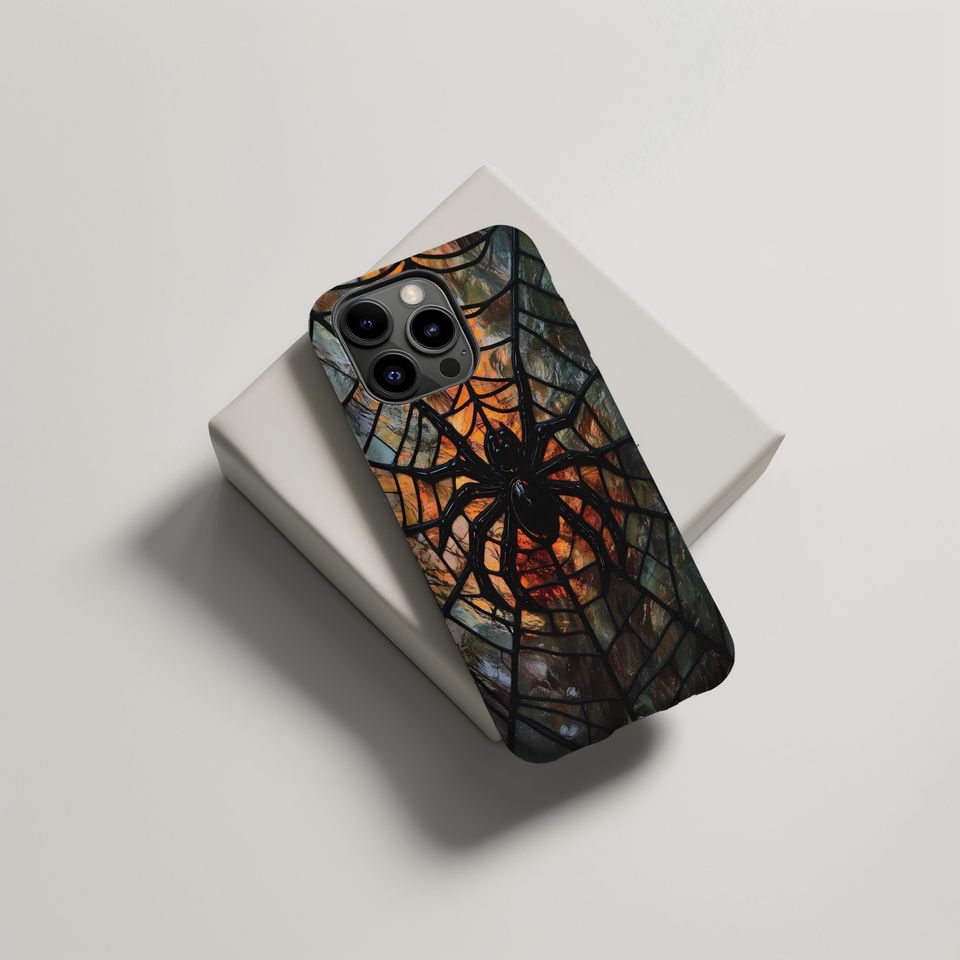 Gothic Spider Web Stained Glass Phone Case