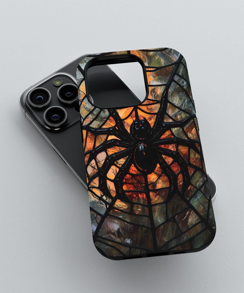Gothic Spider Web Stained Glass Phone Case
